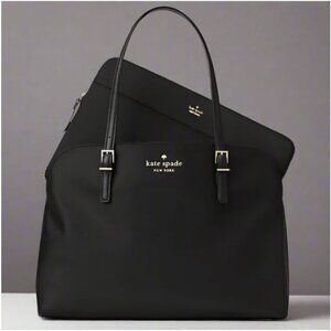 Kate Spade Large Laptop Tote Womens Black Nylon Leather Shoulder Bag Marybeth